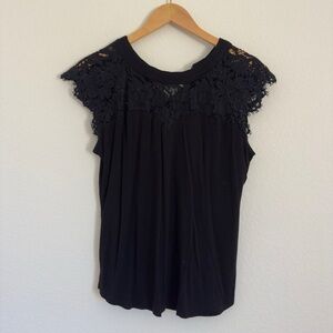 Black Lace Cap Sleeve Top